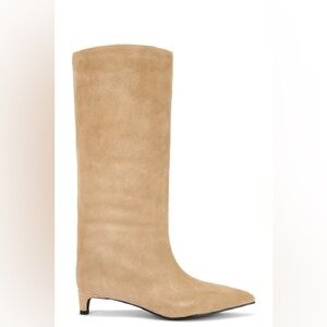 NAKEDVICE X REVOLVE The Stacey Boot in Taupe Suede Leather | LIKE NEW